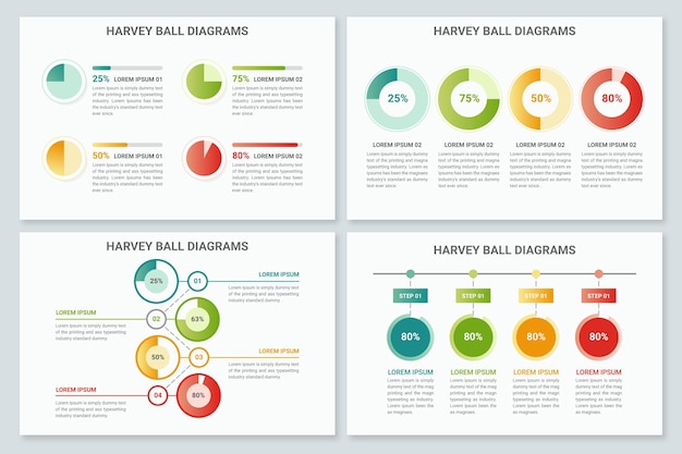 Infographics harvey ball diagrams