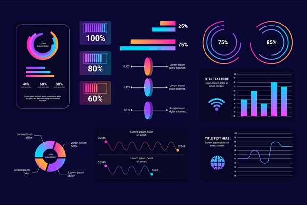 infographics sci fi isolated on transparent futuristic background. abstract future concept science virtual graphic interface screen with colored infographic digital illustration.