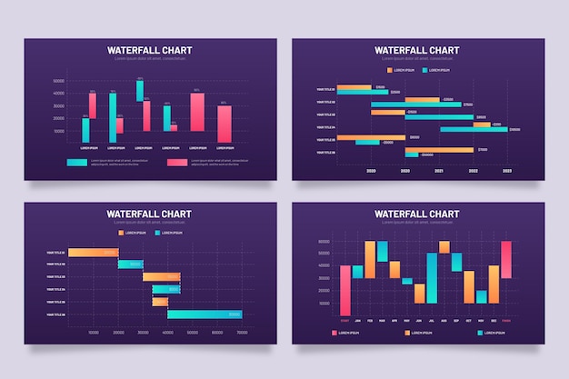 Infographics waterfall chart collection