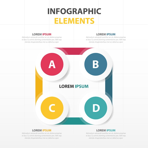 Infographics with four circular options in different colors