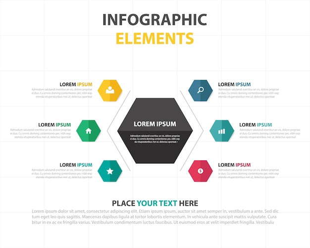 カラフルな抽象的な六角形のビジネスインフォグラフィックテンプレート