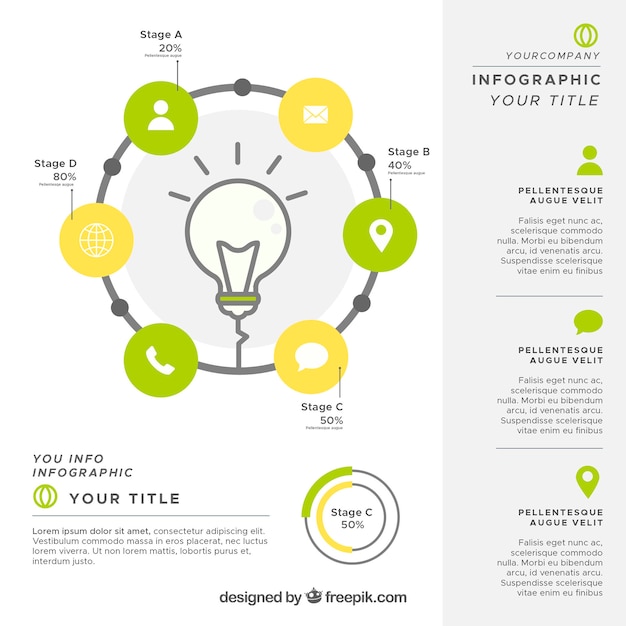 Free vector infographics with a light bulb