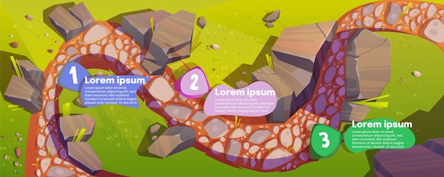 Vettore gratuito infografica con vista dall'alto della strada e cronologia dei passaggi