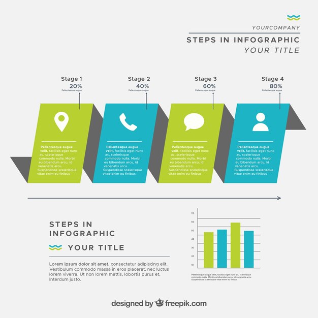 Infographics with steps in flat design