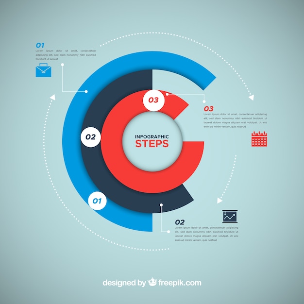 평면 디자인의 단계가있는 인포 그래픽