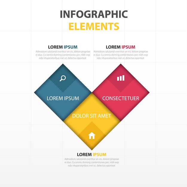 красочный абстрактный квадратный бизнес инфографики шаблон