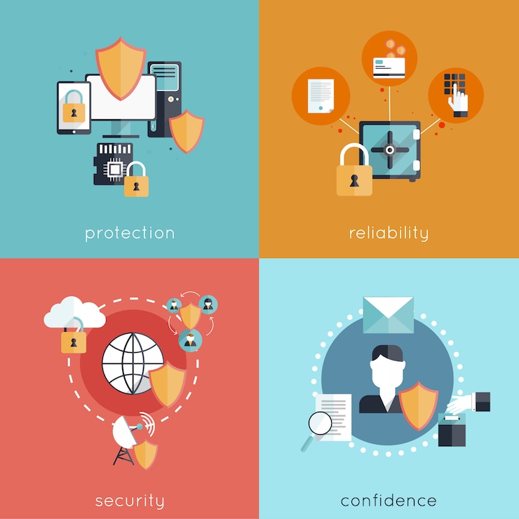 Free Vector information security design concept set