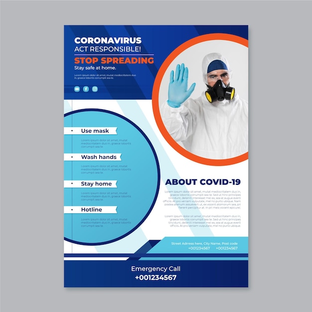 Free vector informative coronavirus flyer concept