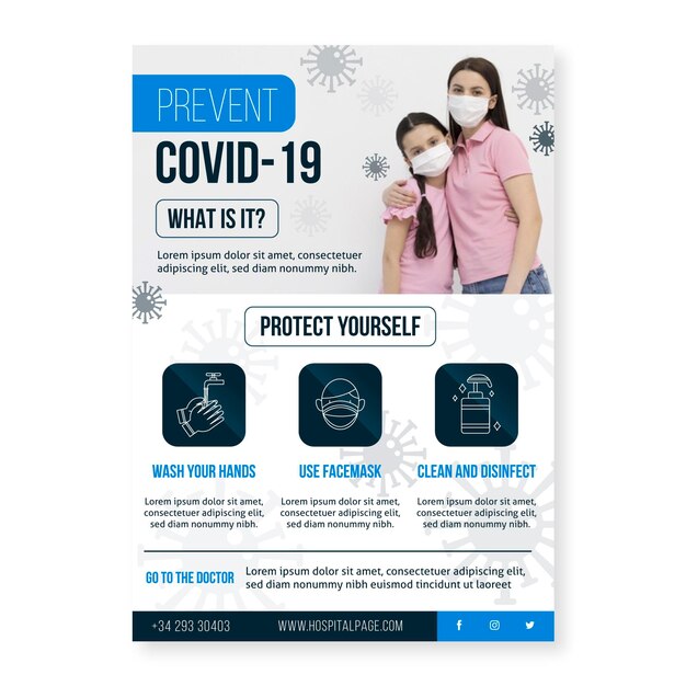 Free vector informative coronavirus flyer concept