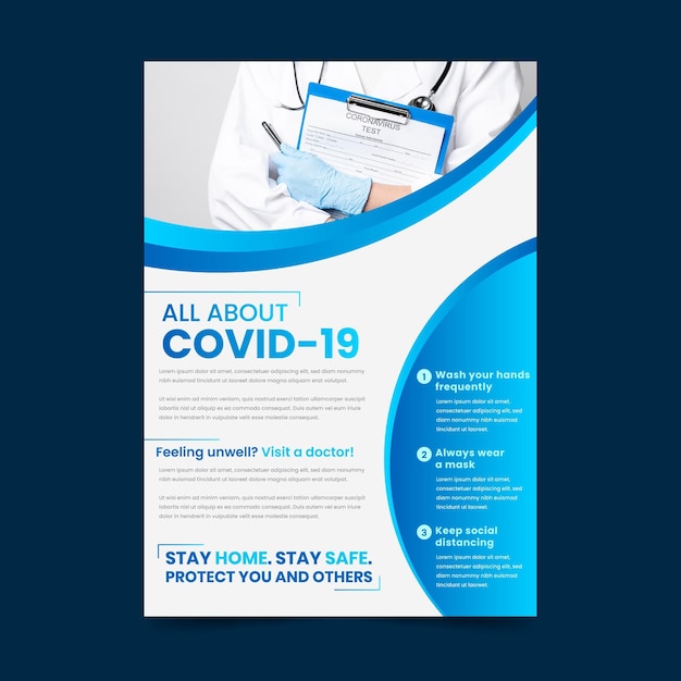 Vettore gratuito modello di volantino informativo sul coronavirus