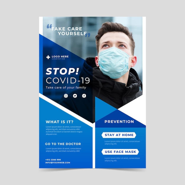 Free vector informative coronavirus flyer template