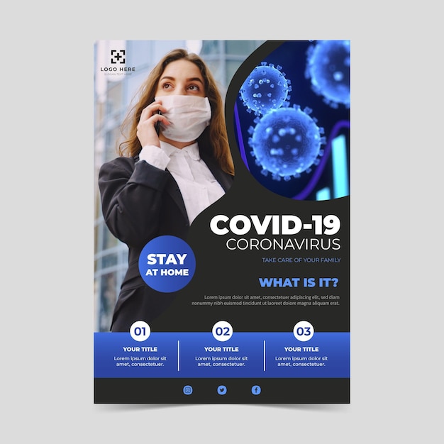 Free vector informative coronavirus flyer template