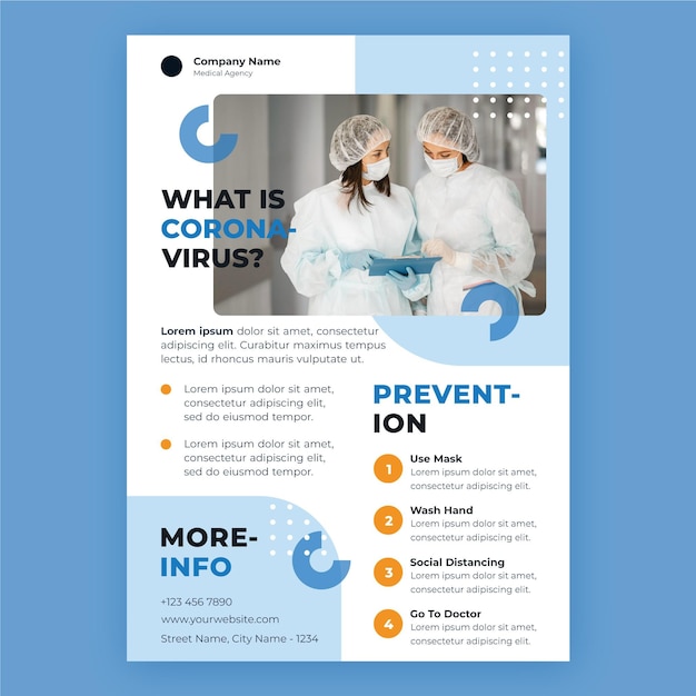 Free vector informative coronavirus flyer template