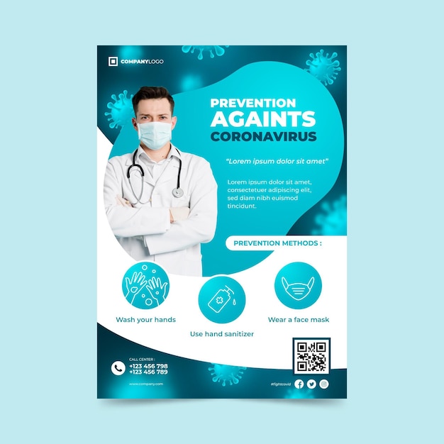 Vettore gratuito modello di volantino informativo sul coronavirus