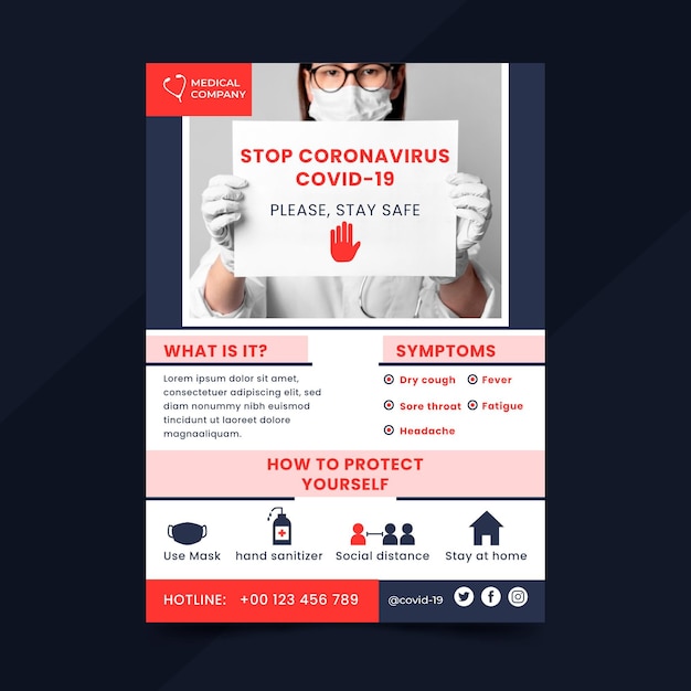 Free vector informative coronavirus flyer