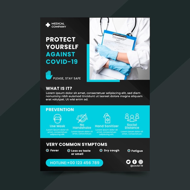 Informative covid-19 poster template with photo