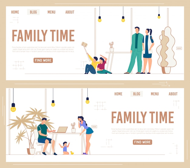 Free vector informative set banner of inscription family time.