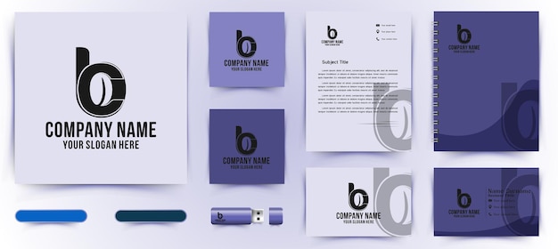 Initial b, c for coffee bean shop logo and business branding template design inspiration