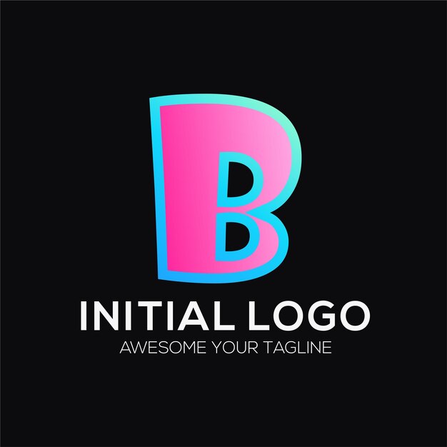 initial b color logo design template modern