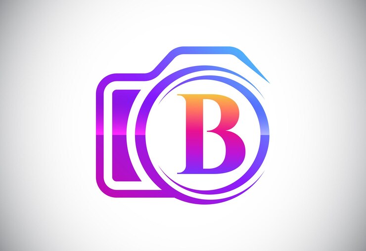  Initial b monogram letter with a camera icon. logo for photography business, and company identity P