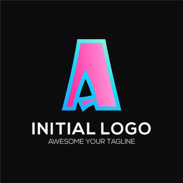 initial a color logo design template modern