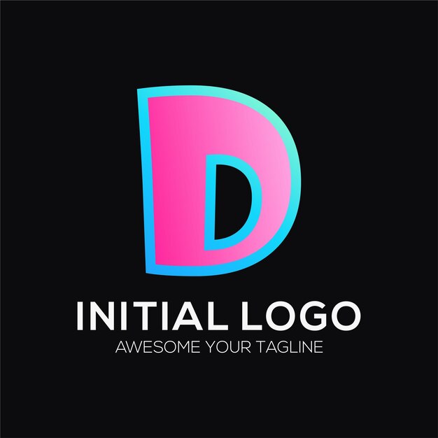 initial d color logo design template modern