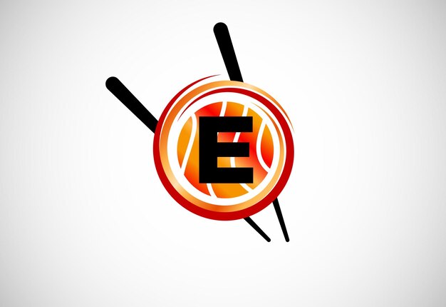 Вензель буквица e в круге с эмблемой азиатского суши-бара chopstick логотип для суши