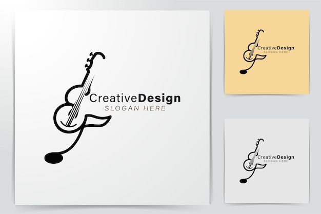 Бесплатное векторное изображение Начальный e. нота. гитара логотип идеи. дизайн логотипа вдохновения. шаблон векторные иллюстрации. изолированные на белом фоне