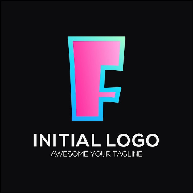 Vettore gratuito modello di design del logo a colori iniziale f moderno