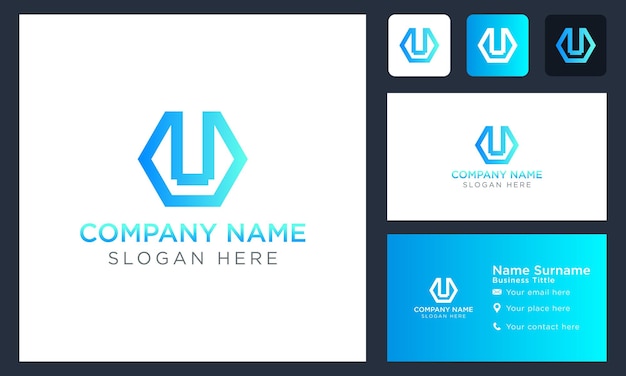 Initial hexagon u blue modern logo design logo template vector illustration isolated design and business branding