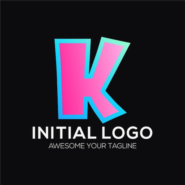 initial k color logo design template modern