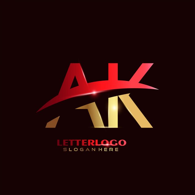 Initial Letter AK logotype with swoosh design for Company and Business logo.