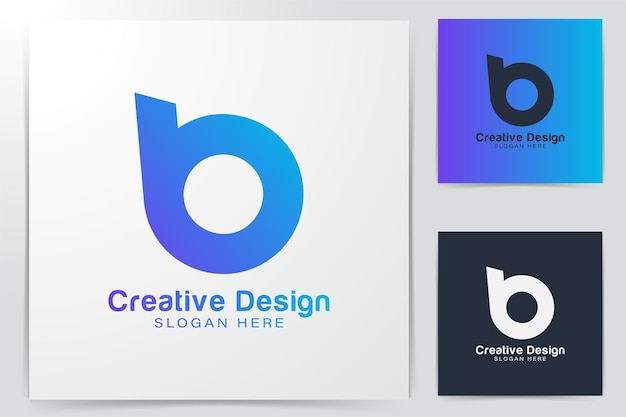 無料ベクター 頭文字bo。青い円のロゴのアイデア。インスピレーションのロゴデザイン。テンプレートのベクトル図です。白い背景に分離