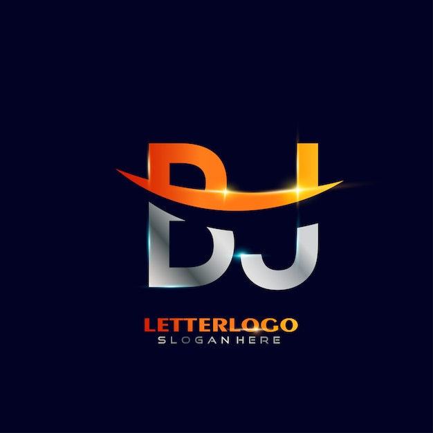 Free vector initial letter bj logotype  with swoosh design for company and business logo.