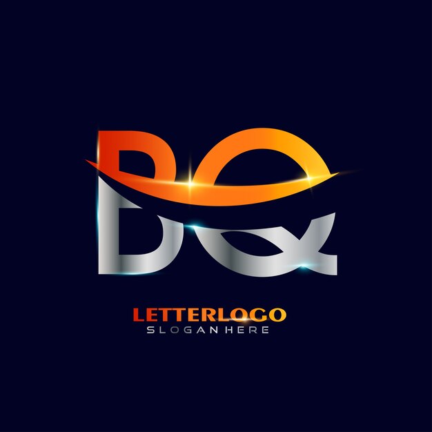 Initial Letter BQ logotype  with swoosh design for Company and Business logo.