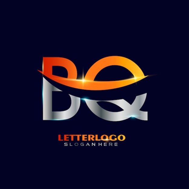 会社とビジネスのロゴのスウッシュデザインの頭文字BQロゴタイプ。