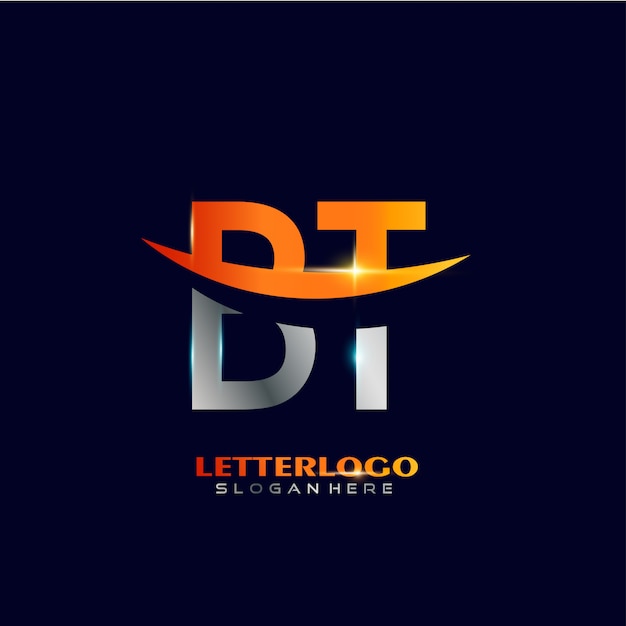 Logo bt lettera iniziale con design swoosh per il logo aziendale e aziendale.