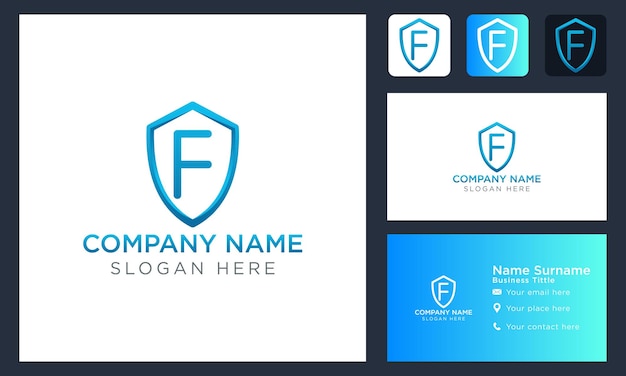 Initial letter f shield logo design logo template vector illustration isolated design and business branding