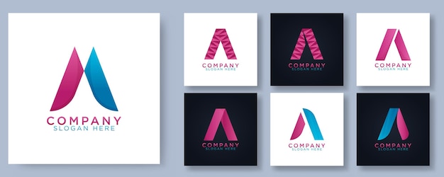 Initial letter a logo set vector illustration