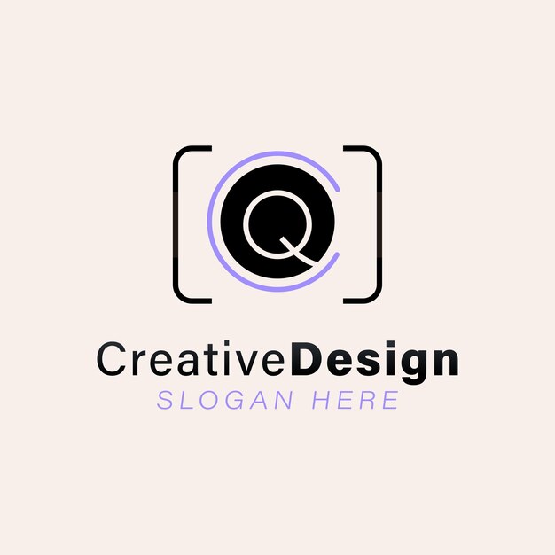 最初の文字Qモダンレンズカメラのロゴのアイデアインスピレーションロゴデザインテンプレートベクトルイラスト白い背景で隔離