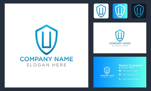 Первоначальная буква u щит дизайн логотипа шаблон логотипа векторная иллюстрация изолированный дизайн и бизнес брендинг