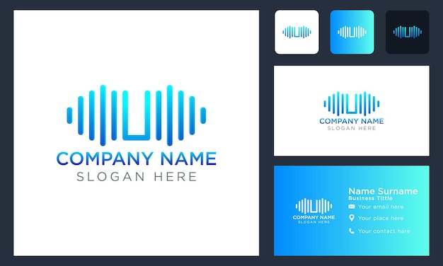 Первоначальная буква u wave sound дизайн логотипа шаблон логотипа векторная иллюстрация изолированный дизайн и бизнес брендинг