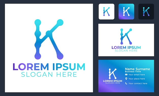 Начальная буква монограммы k Creative Technology Concept Logo Design Template