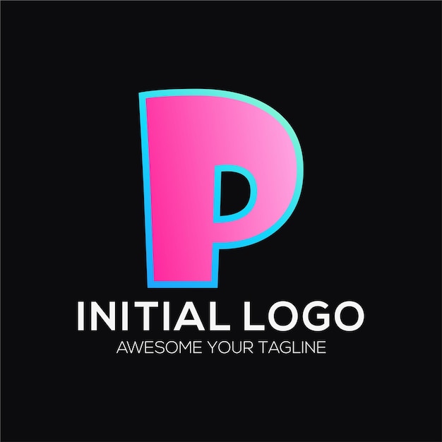 Free vector initial p color logo design template modern