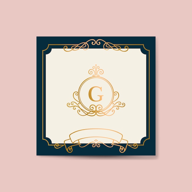 Initialed gold frame background