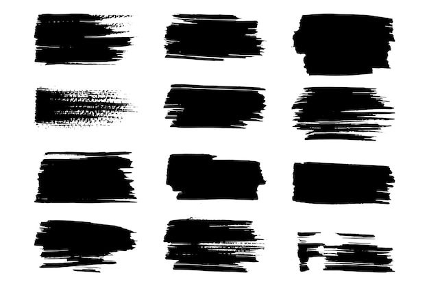 Ink brush stroke collection Free Vector