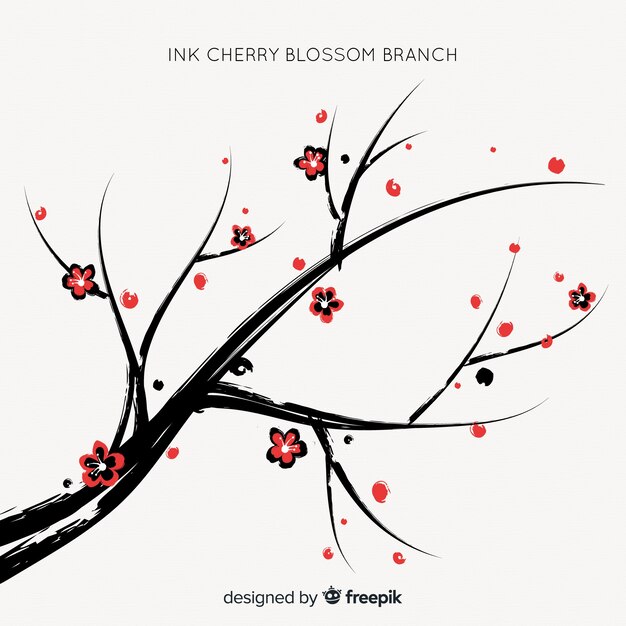 Ink cherry blossom background