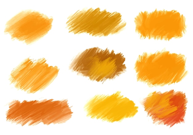 Бесплатное векторное изображение Оранжевая краска, щетка, штрих, дизайн набора.