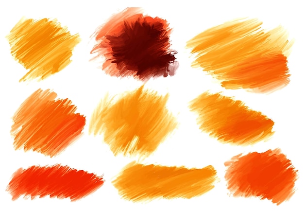 Ink paint orange brush stroke splatter set design