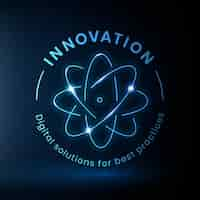 Free vector innovation education logo template vector with atom science graphic